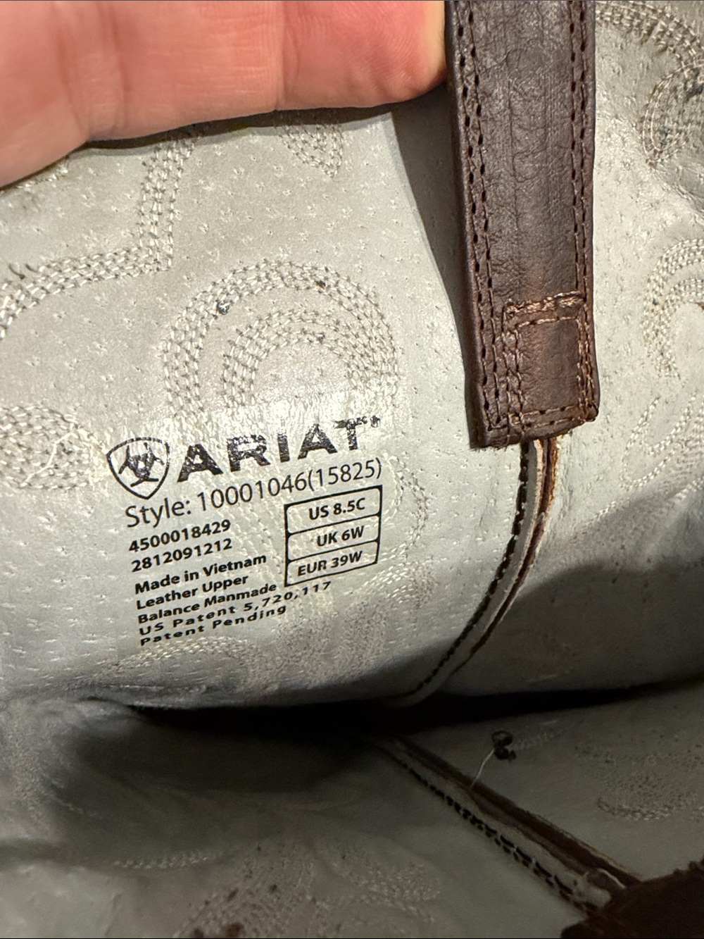 Ariat Brown Leather Western Boot Interior Detail size 8.5 BNWOT - Picture 4 of 12